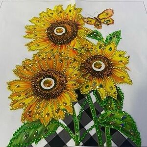 Sunflower diamond art completed 15 cm by 15 cm